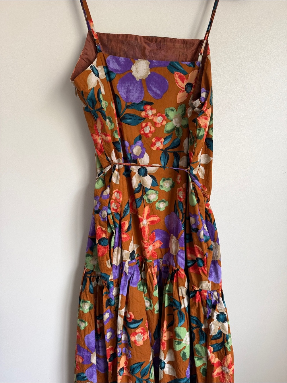 Current Air Anthropology Brown Floral Fall Transitional 💯 Cotton Maxi Dress - Picture 9 of 11